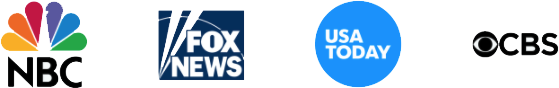 Logos of NBC, Fox News, USA Today, and CBS, showcasing media recognition for VersaDesk's ergonomic furniture solutions.