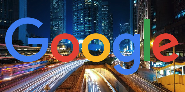 Google logo overlaying a night cityscape with traffic, representing updates in Google local search ranking algorithms and their impact on SEO practices.