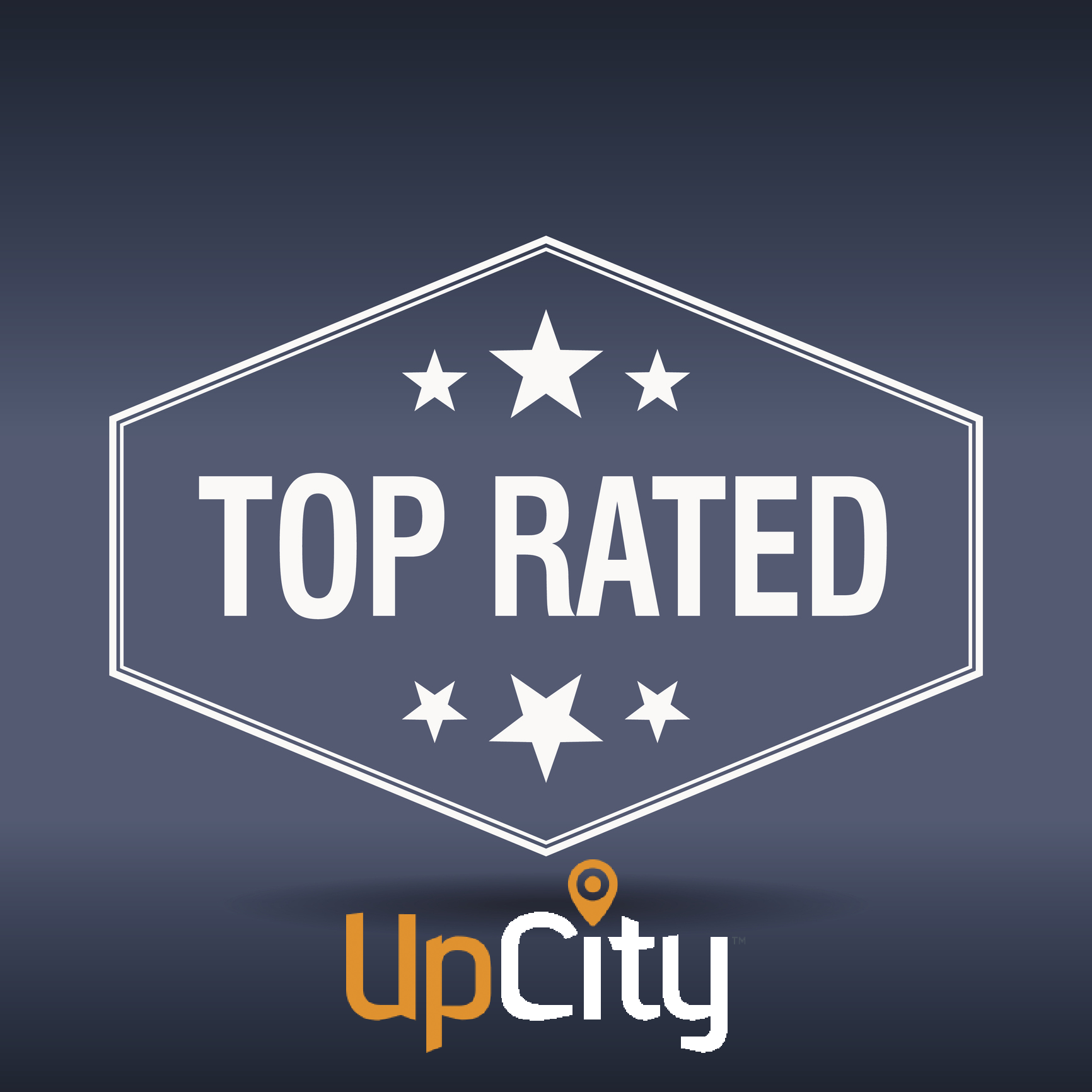 Top Rated badge from UpCity featuring stars and logo, symbolizing Shoreline Digital Marketing's recognition as a leading SEO agency.