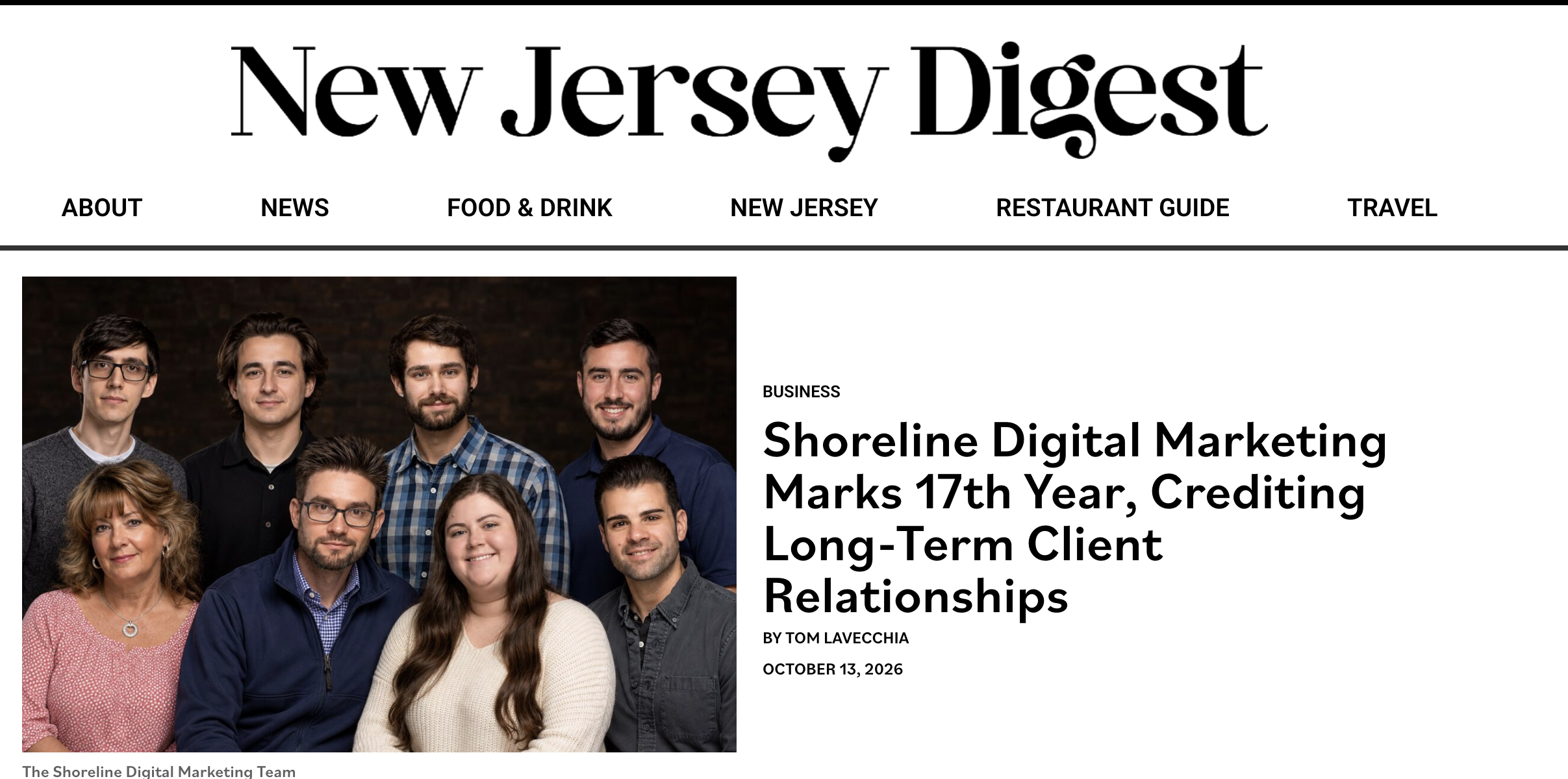 Shoreline Digital Marketing in NJ Marks 17th Year, Crediting Long-Term Client Relationships